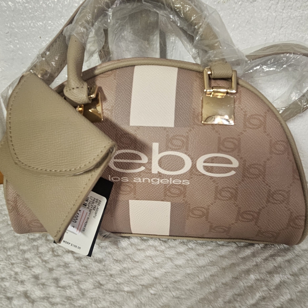 Bebe Los Angeles Pink and Cream Satchel Set